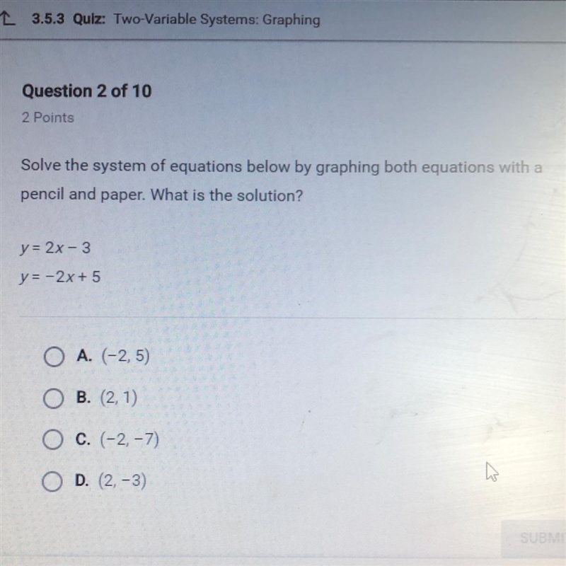 Solve the system of equations below by graphing both equations with a pencil and paper-example-1