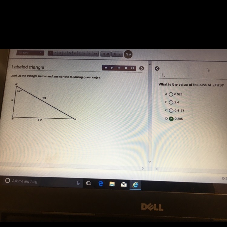 What is the value of the sine of-example-1