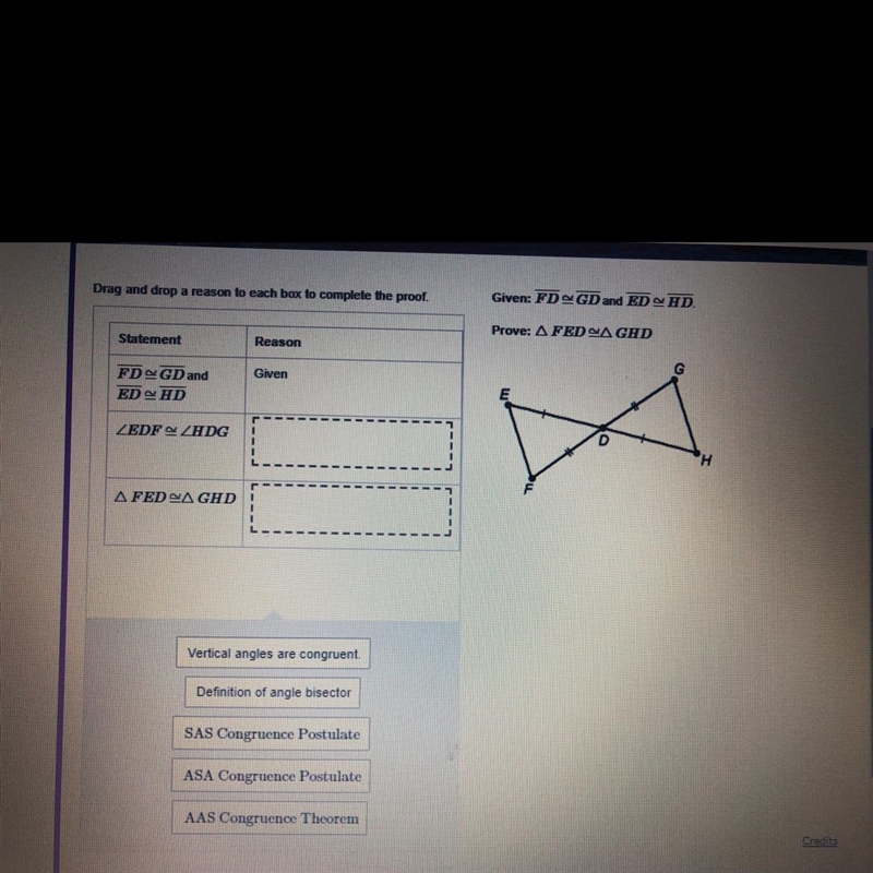 Drag and drop a reason to each box to complete the proof ?-example-1