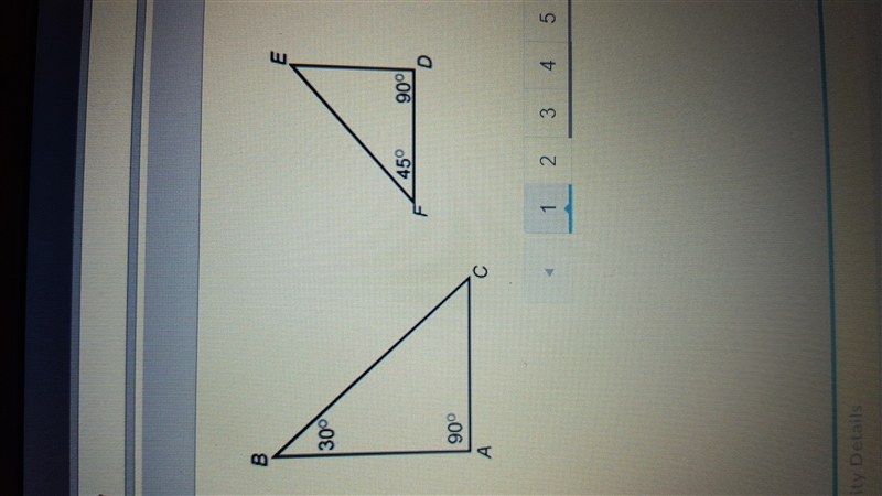 Which statement is true: Triangles ABC and DEF are______ A. Similar triangles B. Not-example-1