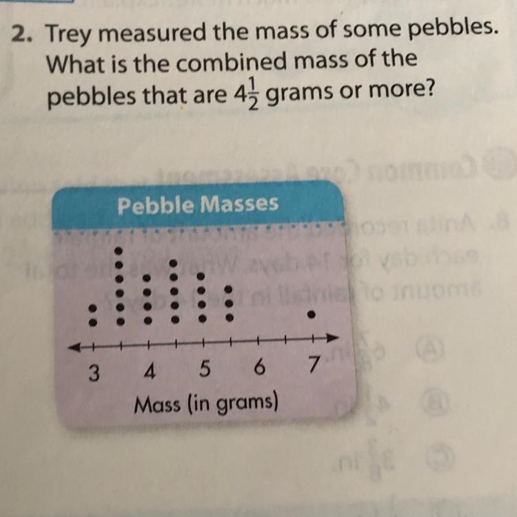 2. Trey measured the mass of some pebbles What is the combined mass of the pebbles-example-1