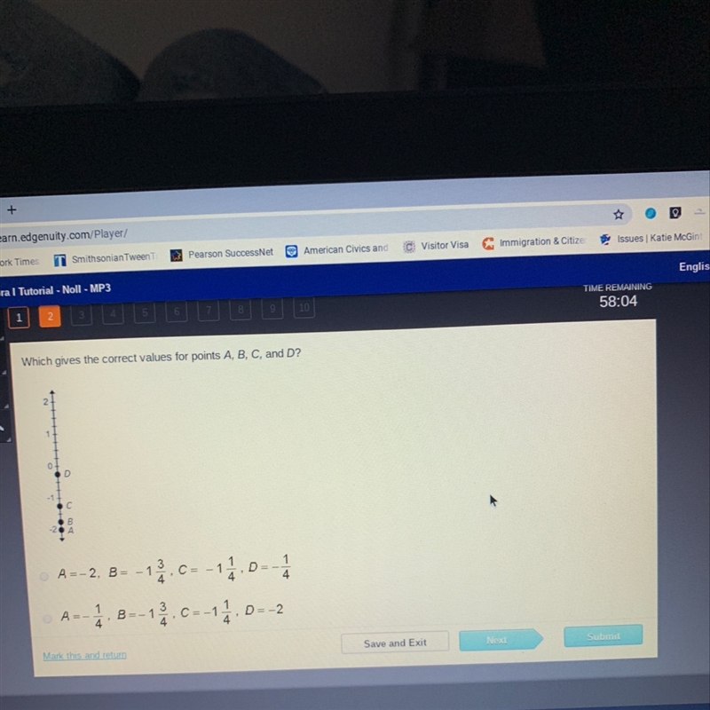 Which Gives the correct values for points A,B,C and D?-example-1