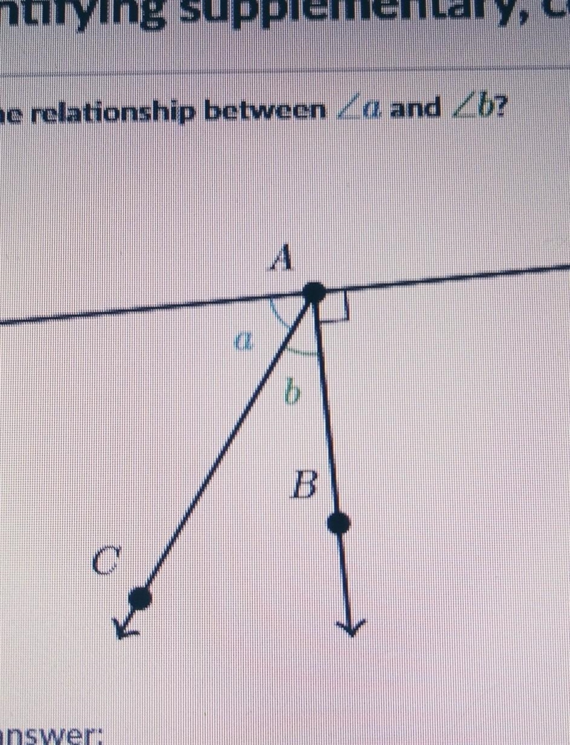 What is the relationship between angle a and angle B​-example-1