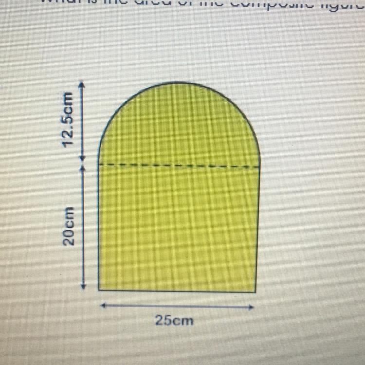 What is the area of the composite figure? 500 490.62 245.31 745.31-example-1