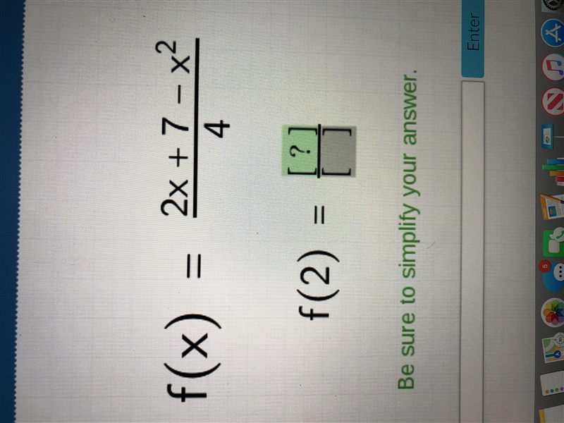 F(x) =2x+7-x^2/4 F(2)=-example-1