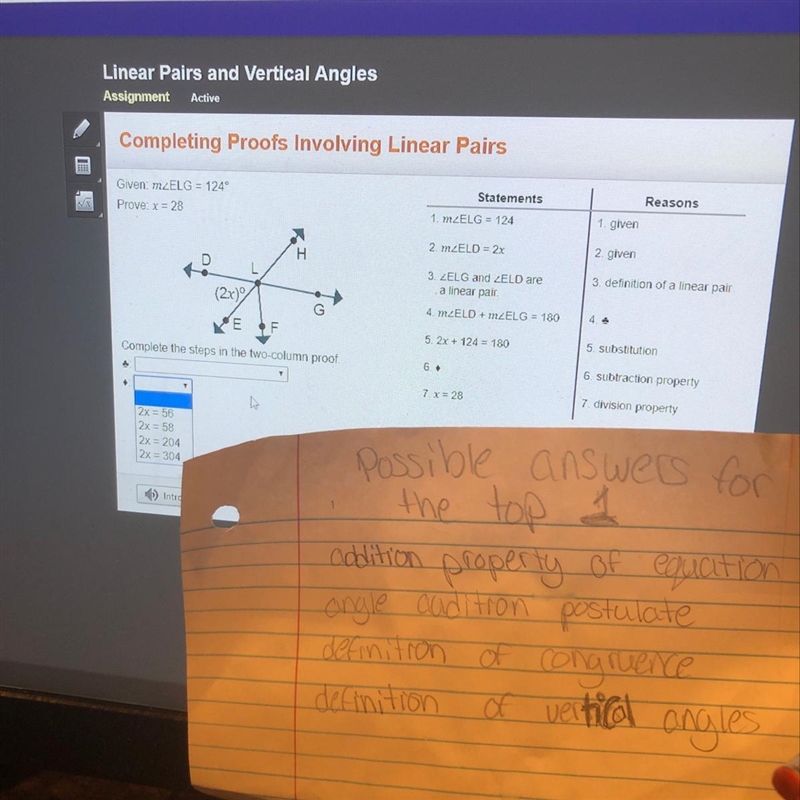 Help in linear pairs and vertical angles-example-1