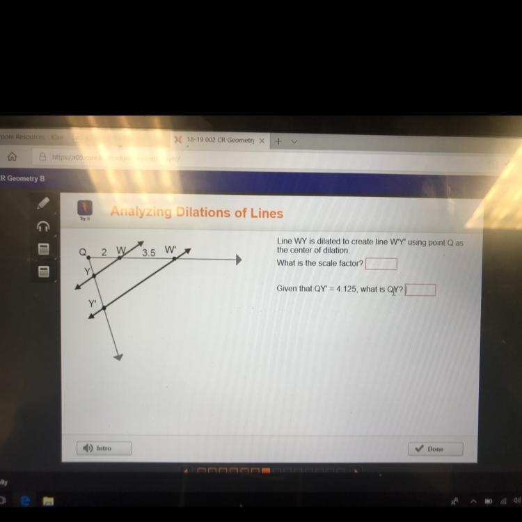 What is the scale factor ? And given that QY’ = 4.125 what is QY?-example-1