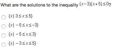 What are the solutions to the inequality (x-3)(x+5) greater than or equal to 0?-example-1