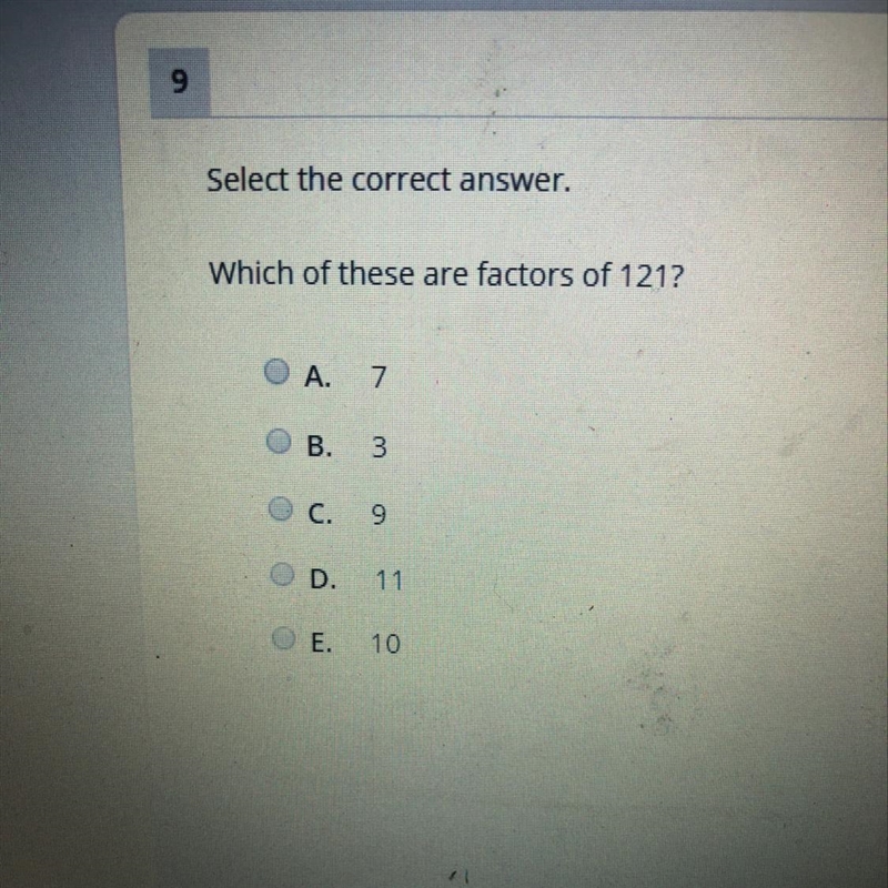 Which of these are factors of 121?-example-1