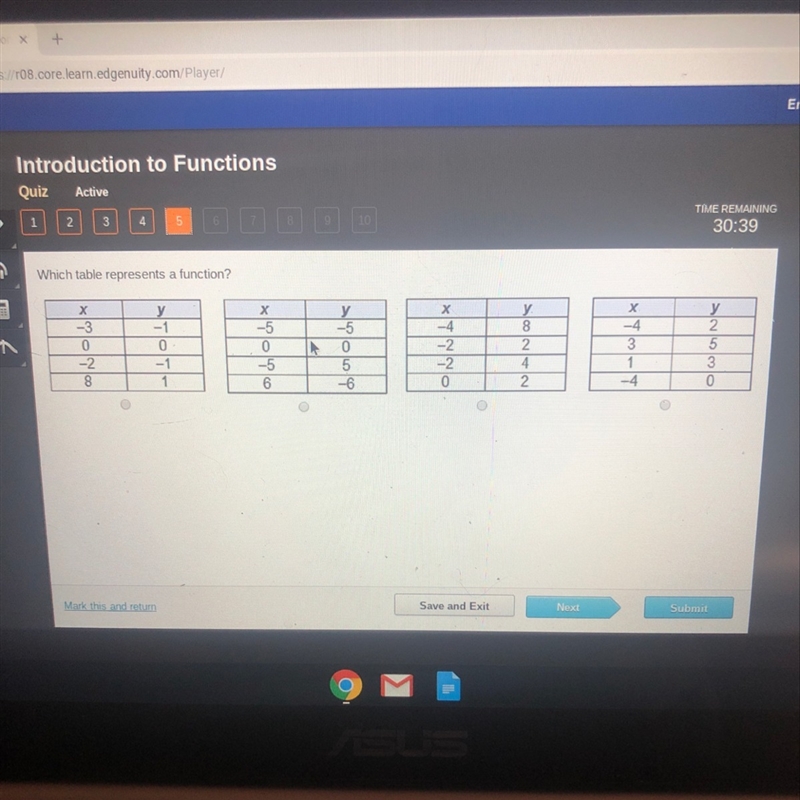 Which table represents a function!?-example-1