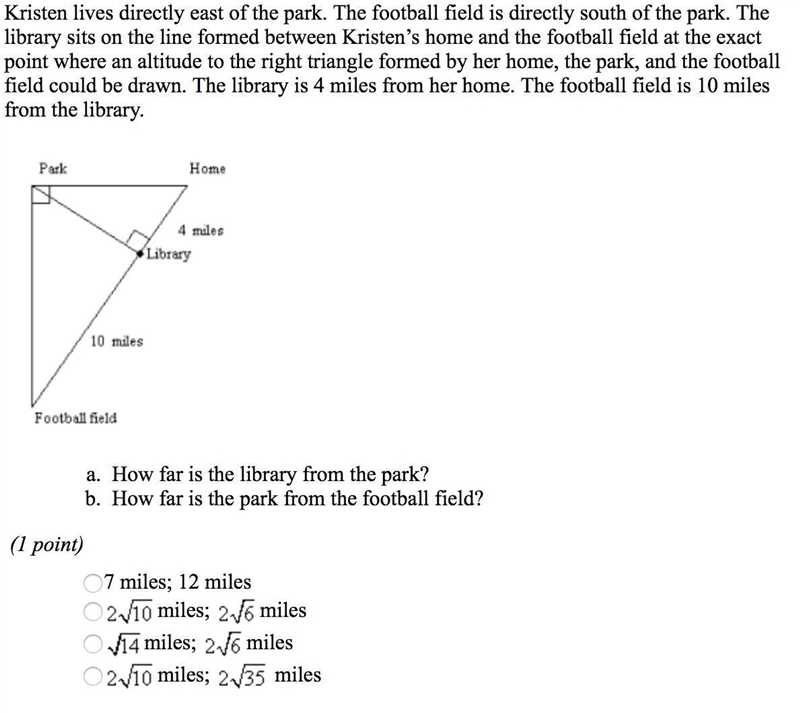 A.How far is the library from the park? B.How far is the park from the football field-example-1