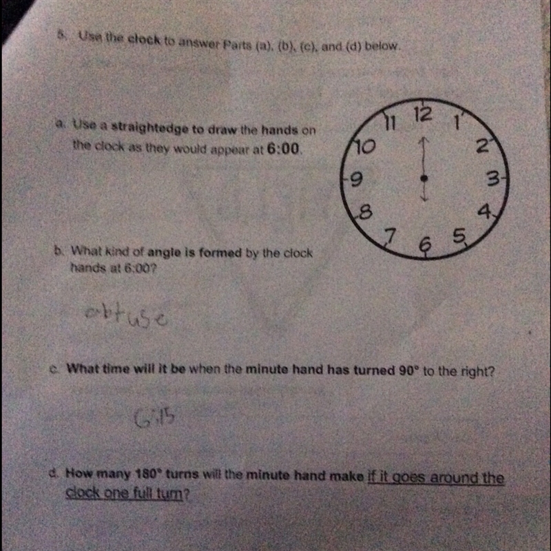 How many 180 turns will the minute hand make if it goes around the clock one full-example-1