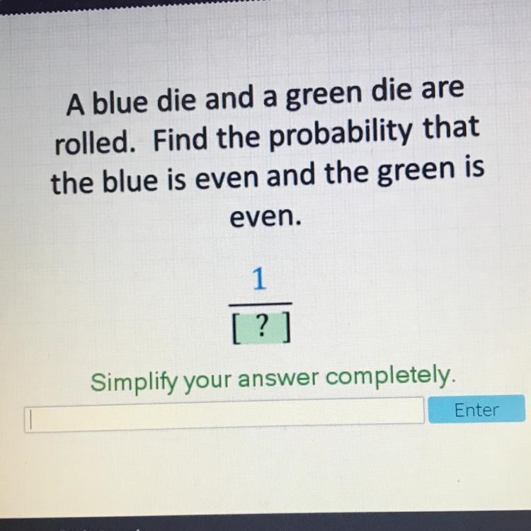 Find the probability that the blue is even and the green is even-example-1