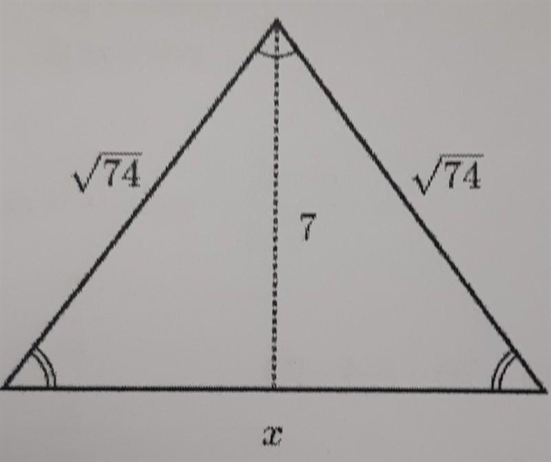 Find the value of x in the isosceles triangle shown below​-example-1