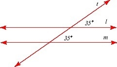 From the following figure, how can you conclude that lines l and m are parallel? a-example-1