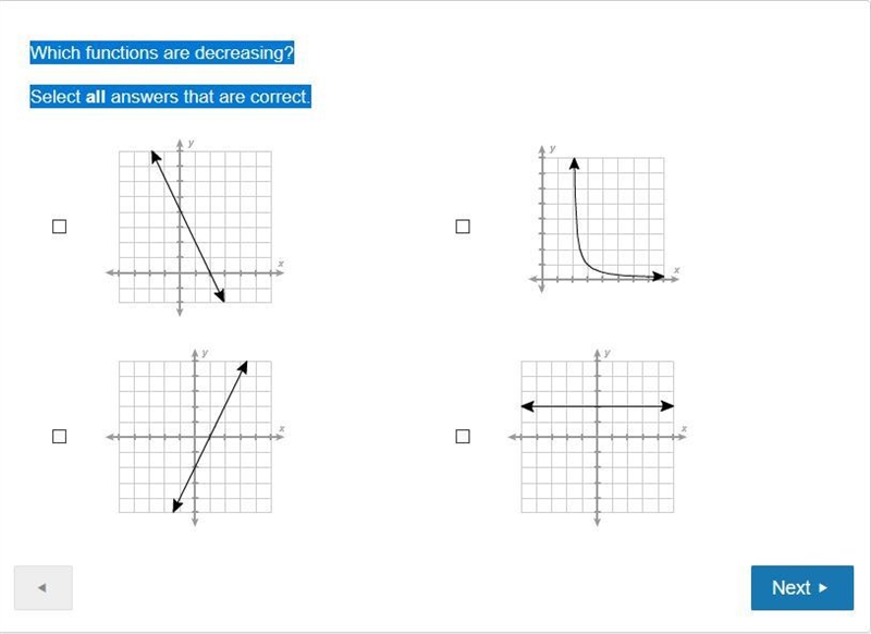 Which functions are decreasing? Select all answers that are correct.-example-1