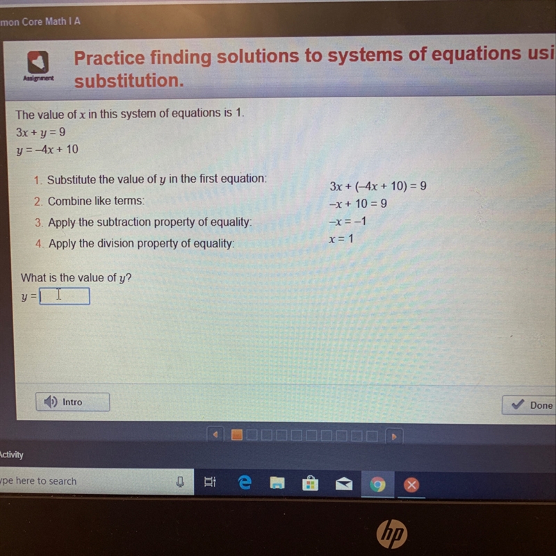 HELP! The value of x in this system of equations is 1.-example-1