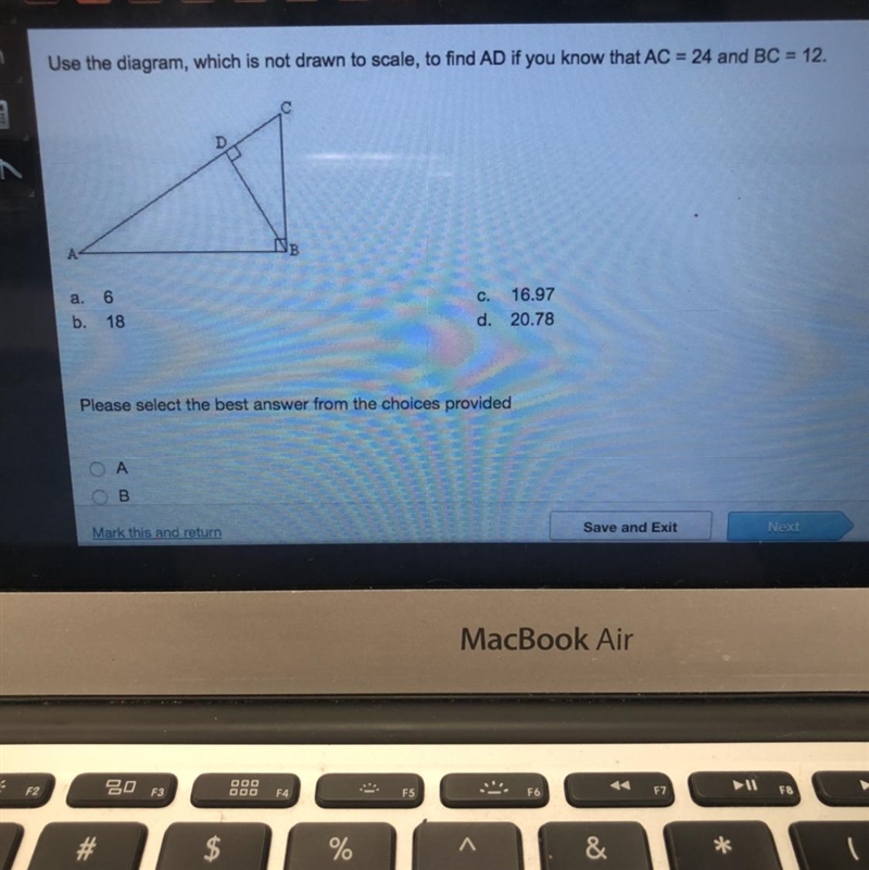 Use the diagram, which is not drawn to scale to find AD if you know that AC=24 &amp-example-1