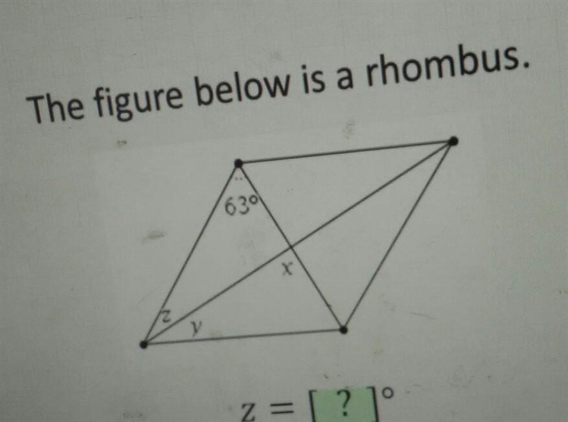 The figure below is a rhombus. z = [ ? 10​-example-1