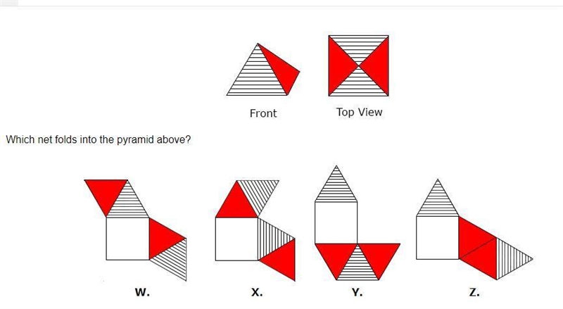 Which net folds into the pyramid above?-example-1