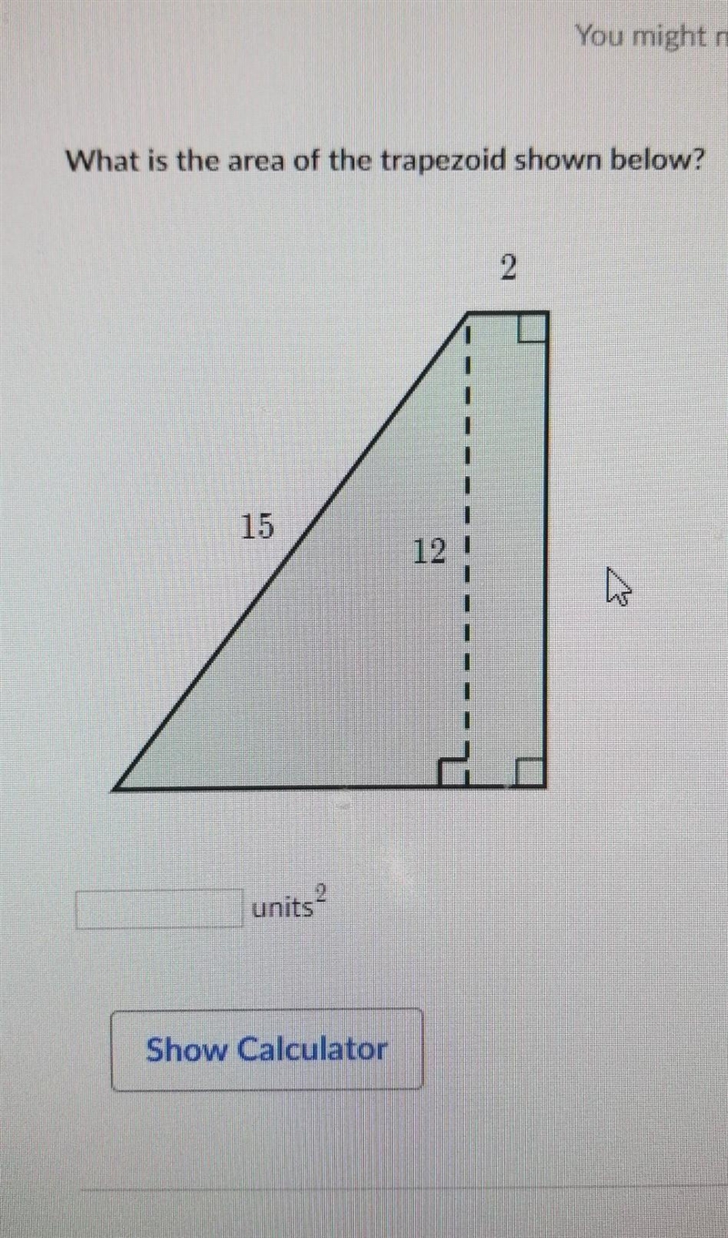 What is the area of the trapezoid shown below?​-example-1