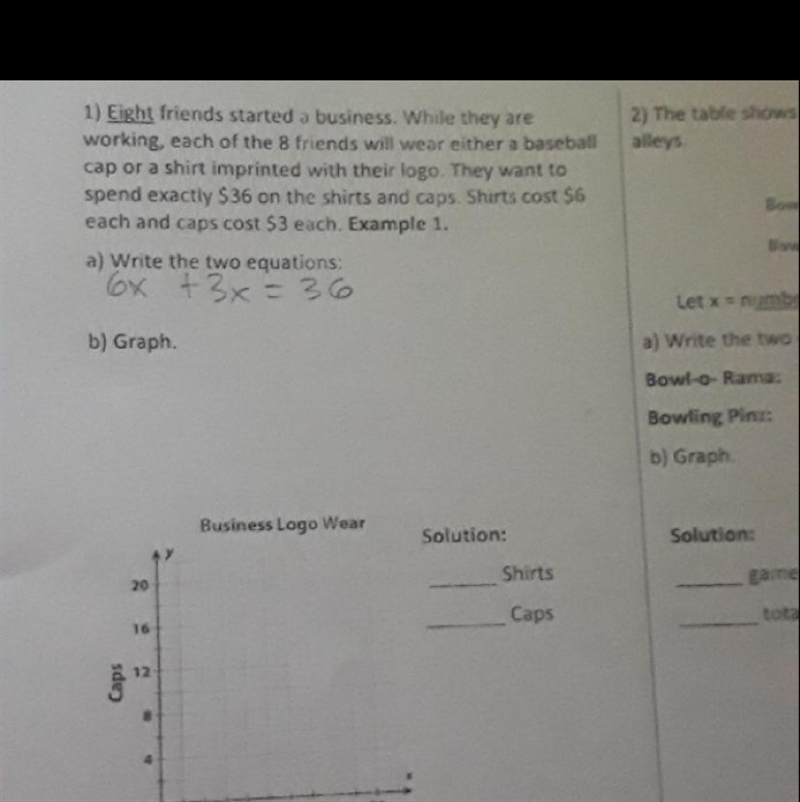 I know that the equation is 6x+3y=36 idk why I put 6x+3x I need help to solve the-example-1