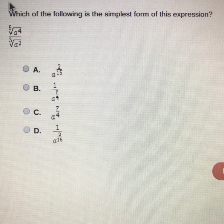 Which of the following is the simplest form of this expression?-example-1