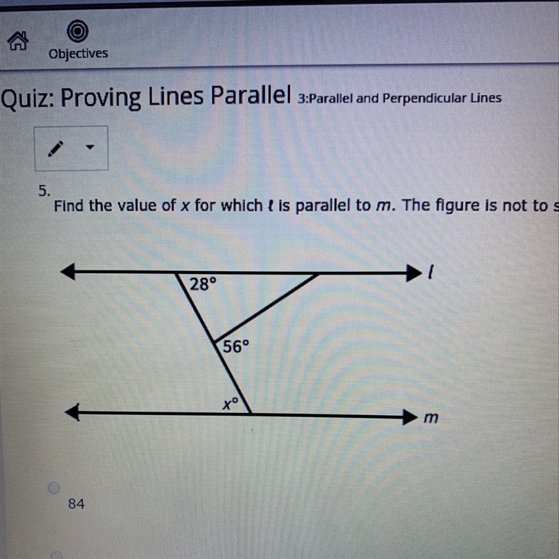 Find the value for x for which t is parallel to m the figure is not shown to scale-example-1