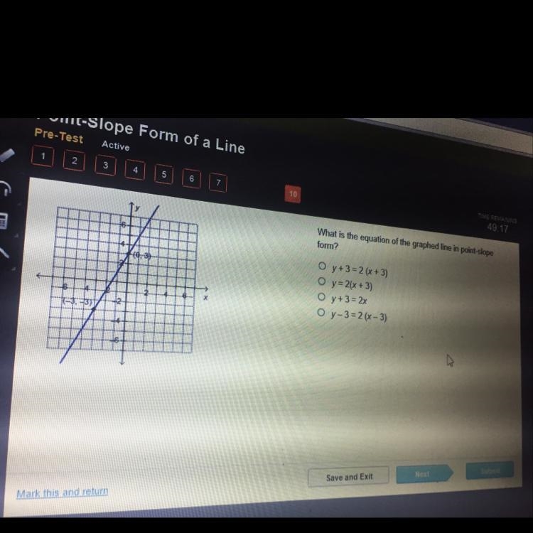 What is the equation of the graphed line in point-slope form?-example-1