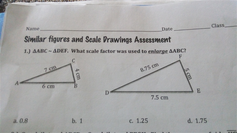 1. What scale factor was used to enlarge... See image below-example-1