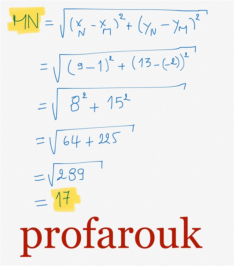 2. Find the distance between M(1,-2) and N (9, 13).-example-1