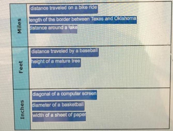 Determine the best unit of measurement to represent each description-example-1