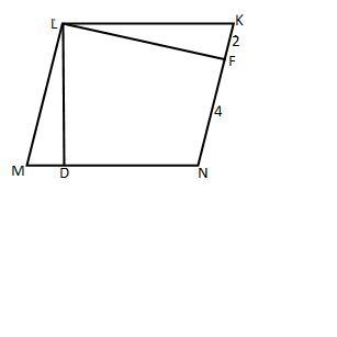 Given: KLMN is a parallelogram m∠N=3m∠K, LF ⊥ KN , LD ⊥ NM KF=2 cm, FN=4 cm Find: LF-example-1