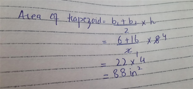 What is the area of the trapezoid? 88 in 2 128 in 2 96 in 2 48 in 2-example-1