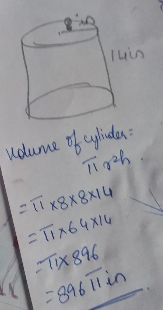 Find the volume of the cylinder in terms of pie.-example-1