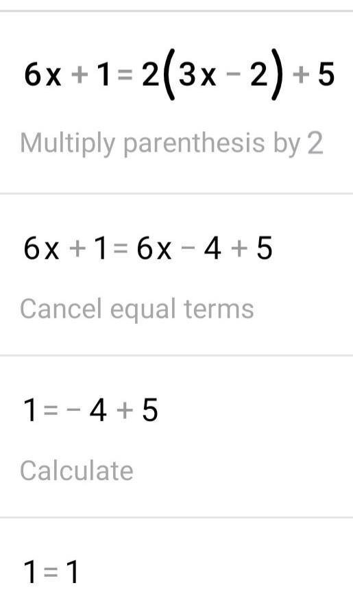 6x + 1 = 2(3x - 2) + 5-example-1