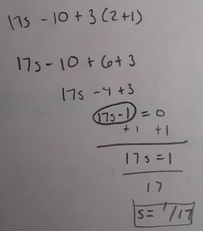 Which expressions is equivalent to 17s - 10 + 3 (2+1) 23s-9 23s-7 11s-7 11s-9-example-1