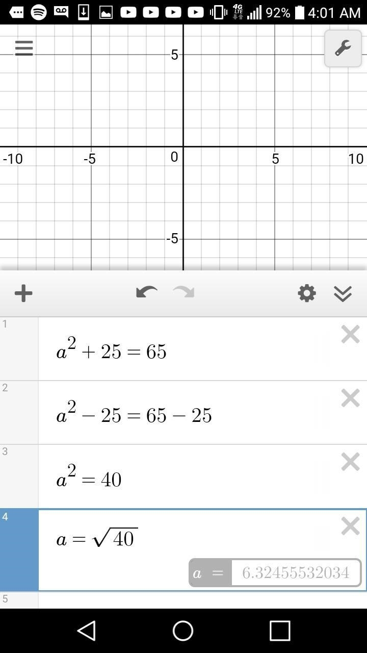 The Pythagorean theorm B=25mm C=65​-example-1