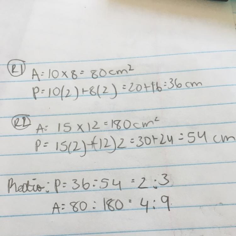 A rectangle with sides 10 cm and 8 cm. Another rectangle has sides 15 cm and 12cm-example-1