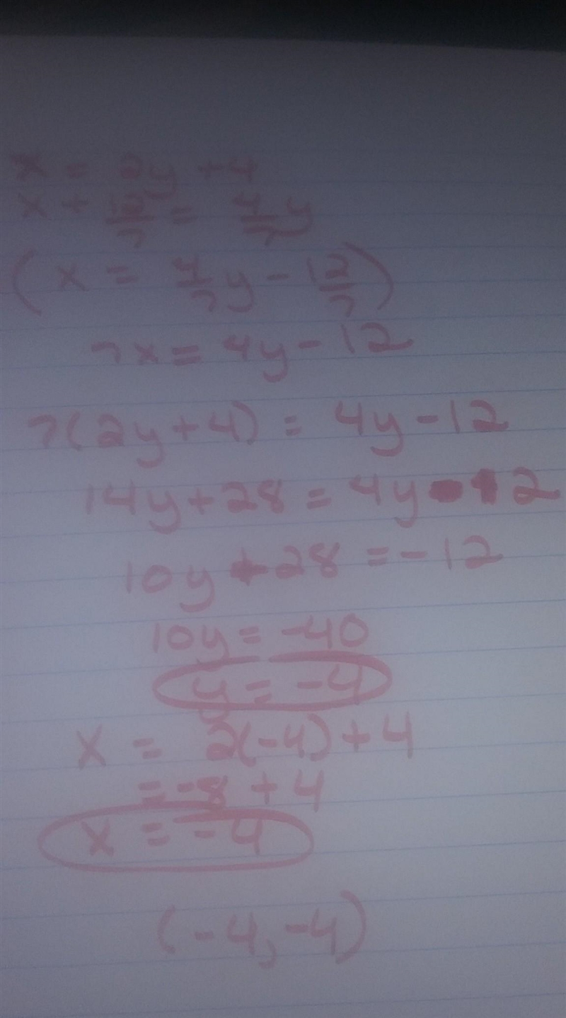 Solve each system by graphing. 1. -3-x=y, 4-8x=y 2. -27x-9y=3x, x=-1+y 3. 32-6x=8y-example-3