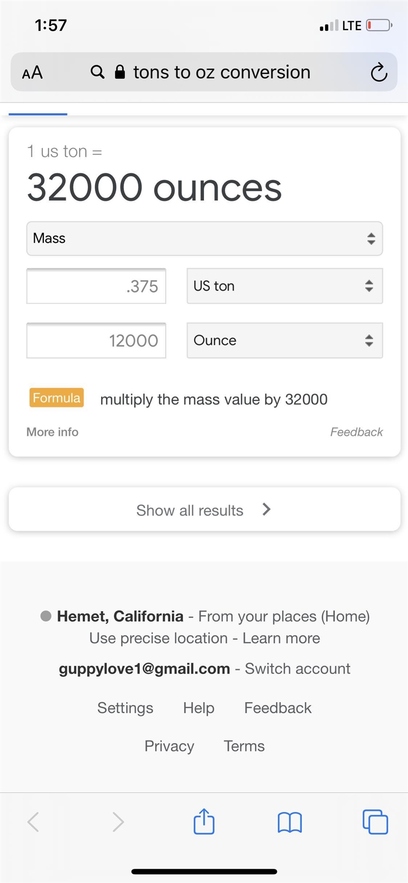 How many ounces are equivalent to 0.375 ton?-example-1