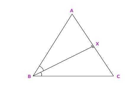 Given: Line XB bisects angle ABC; Line BX is an altitude. Prove: Line BX is a median-example-1