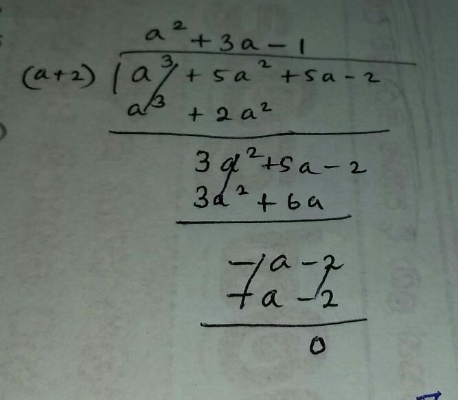 A^3 +5a^2 +5a -2 divided by a + 2-example-1