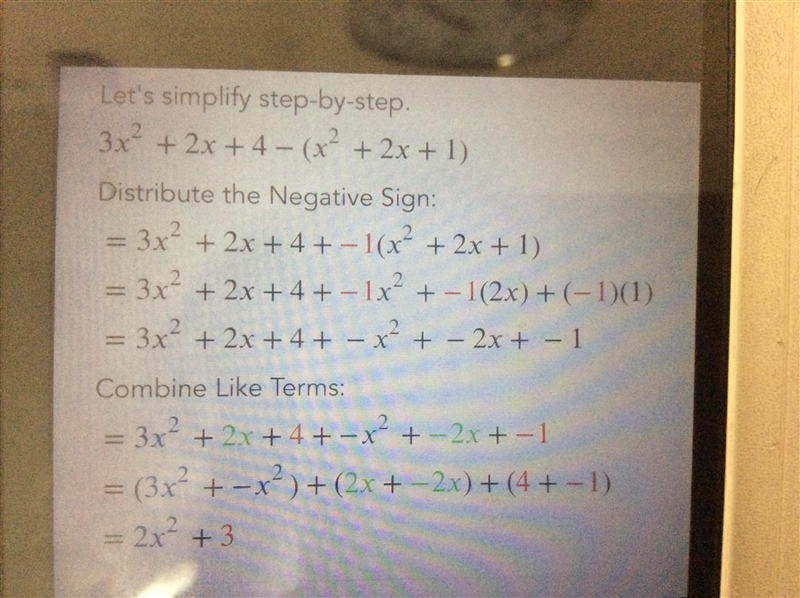 Subtract these polynomials. (3x2 + 2x+ 4) - (x2 + 2x+1) = What’s the apex answer-example-1