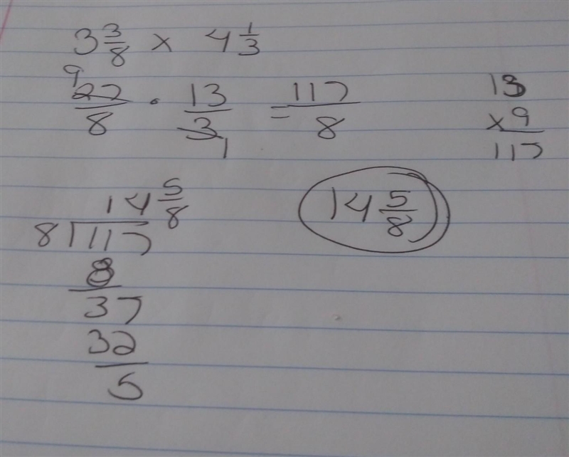 What is 3 3/8 x 4 1/3 1: 7 1/8 2: 12 1/8 3: 14 3/8 4: 14 5/8-example-1