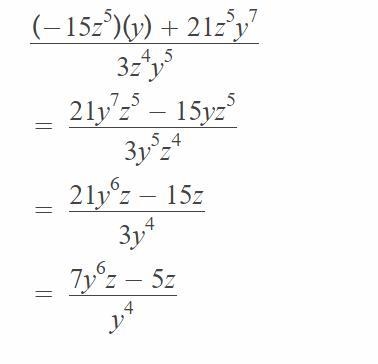 (-15z^5 y+21z^5 y^7) / (3z^4 y^5)​-example-1