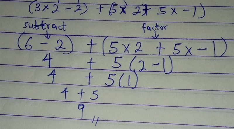 Simplify (3x2 − 2) + (5x2 + 5x − 1).-example-1