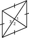 In the rhombus m1 = 10x, m2 = x + y, m3 = 18z. Find the value of each variable-example-1