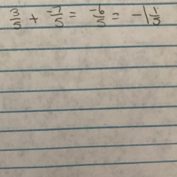 What is the sum of the fractions? 3/5+(-7/5)-example-1