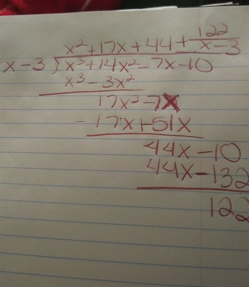 Find the remainder when f(x) = x3 + 14x2 − 7x − 10 is divided by x − 3. −88 122 164 184-example-1